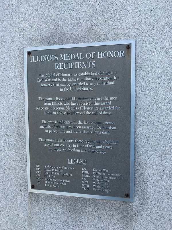 Illinois Medal of Honor Recipents Marker image. Click for full size.