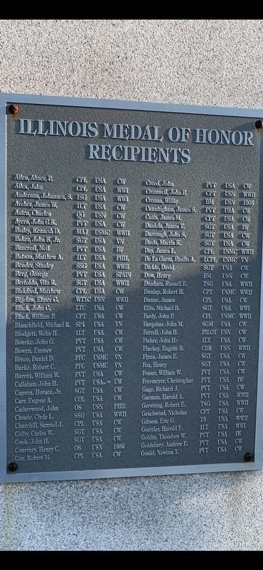 Illinois Medal of Honor Recipents Marker image. Click for full size.