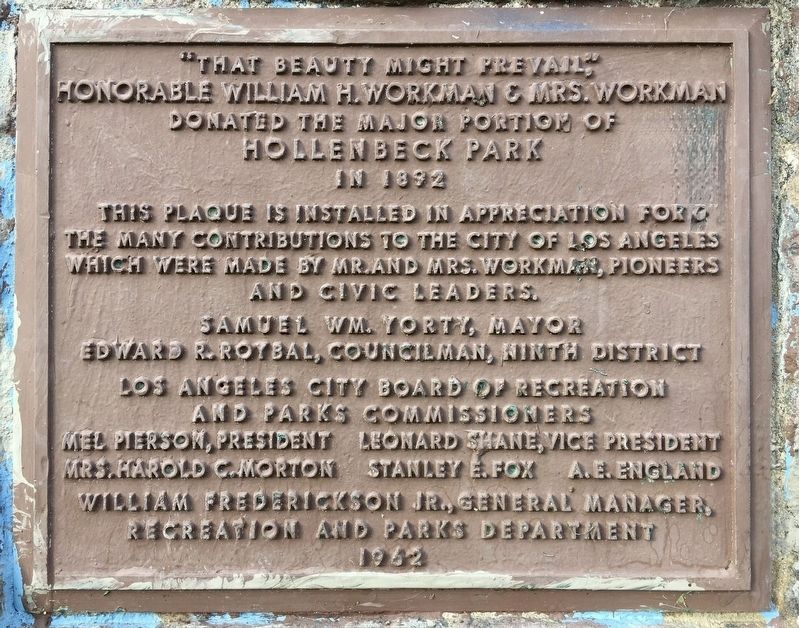 Hollenbeck Park Marker. Click for full size. Hollenbeck Park Marker image. Click for full size.