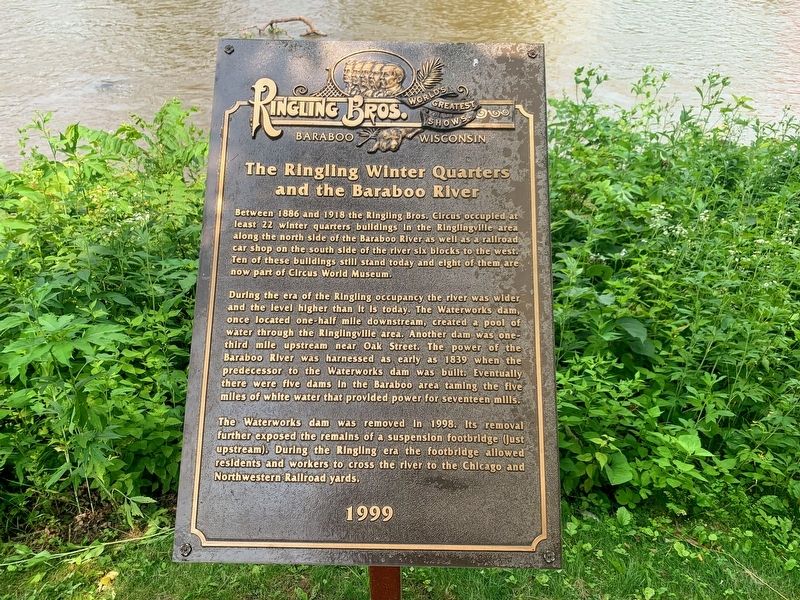 The Ringling Winter Quarters and the Baraboo River Marker image. Click for full size.