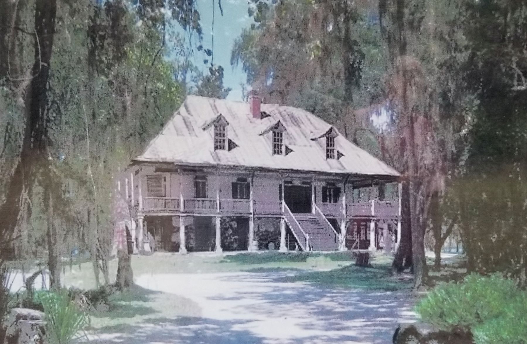Closeup of the The Bulow Plantation House drawing from the marker image. Click for full size.
