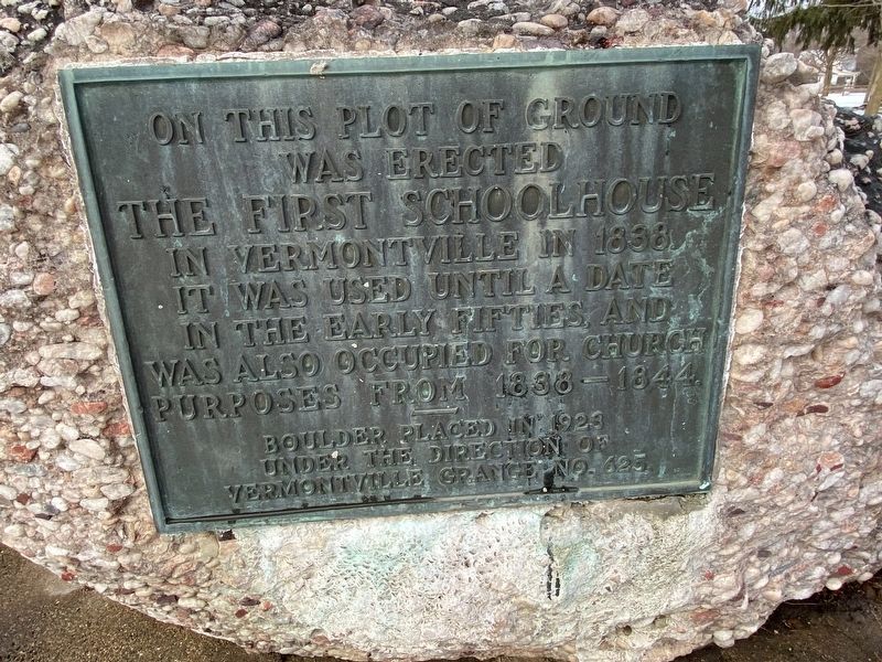 Vermontville First Schoolhouse Marker. Click for full size. Vermontville First Schoolhouse Marker image. Click for full size.