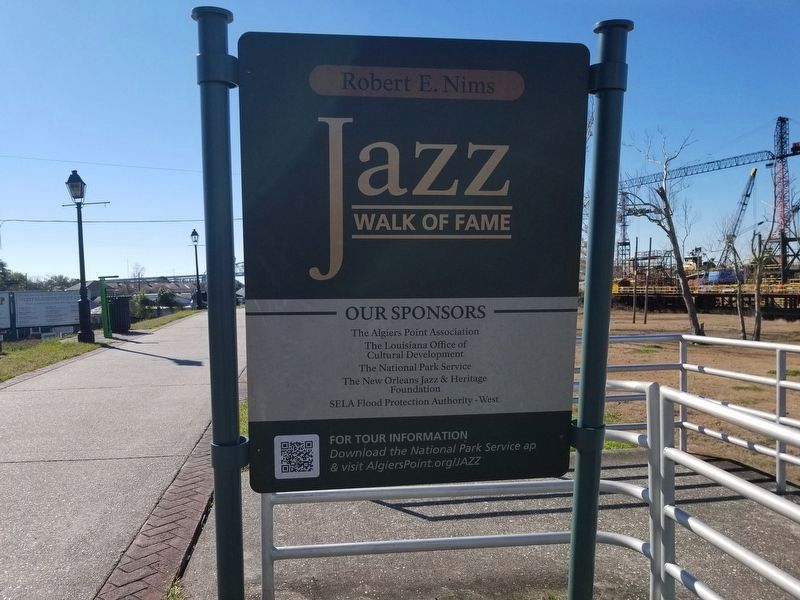 Robert E. Nims Jazz Walk sign image. Click for full size.