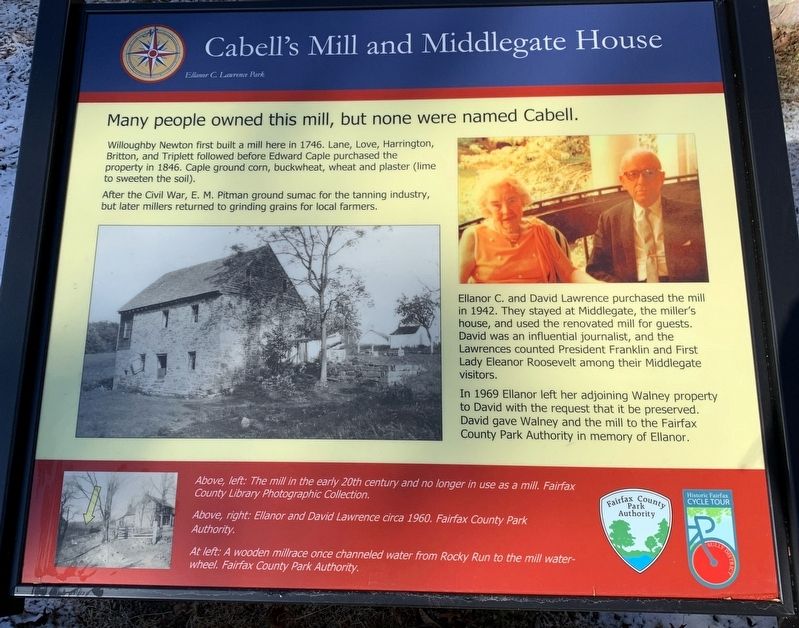 Cabells Mill and Middlegate House Marker image. Click for full size.