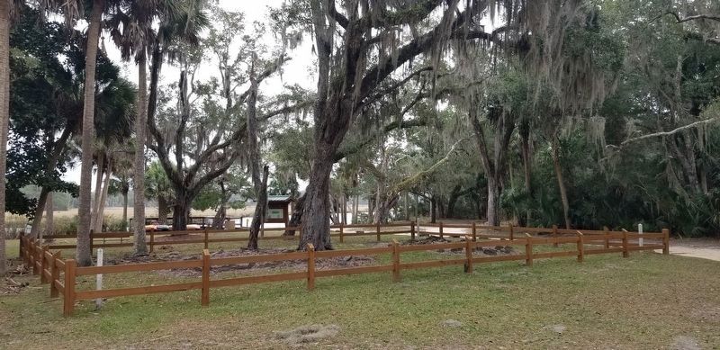 The Bulow Ville Plantation House ruins and marker in background image. Click for full size.
