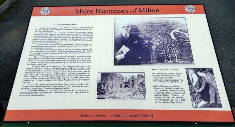 The Hastings Printing Company Marker. Click for full size. The Hastings Printing Company Marker image. Click for full size.