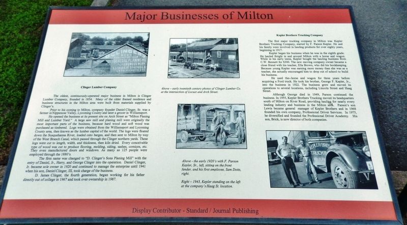 Clinger Lumber Company / Kepler Brothers Trucking Company Marker image. Click for full size.