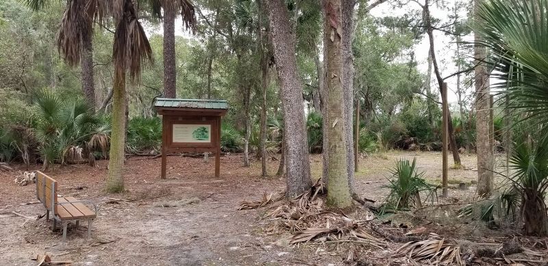 The view of the Slave Cabin Site and Marker from the trail image. Click for full size.