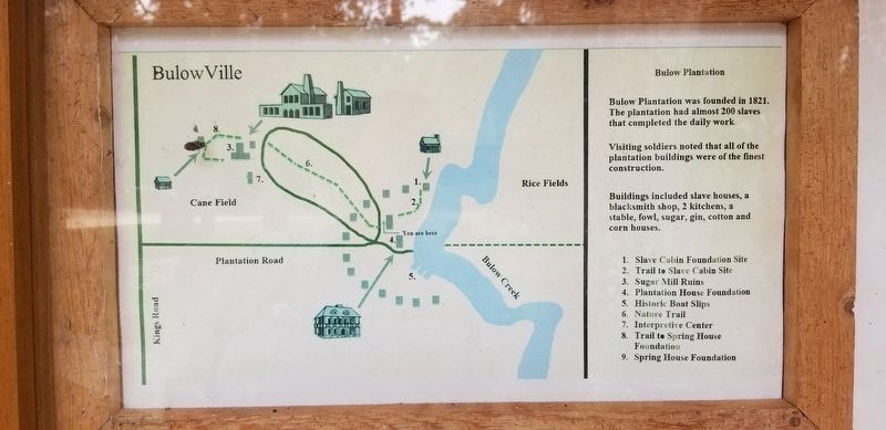 The Slave Cabin Site is #1 on the Bulow Plantation Map image. Click for full size.