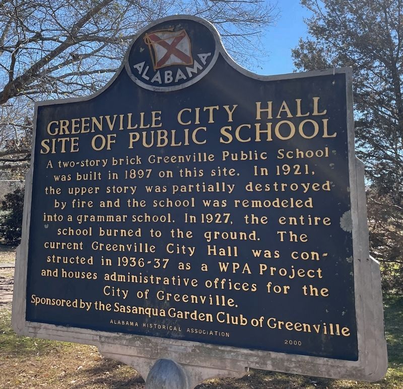 Greenville City Hall-Site of Public School Marker image. Click for full size.