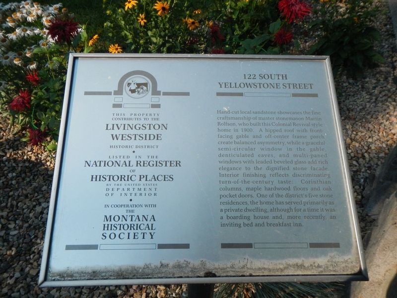 122 South Yellowstone Street Marker. Click for full size. 122 South Yellowstone Street Marker image. Click for full size.