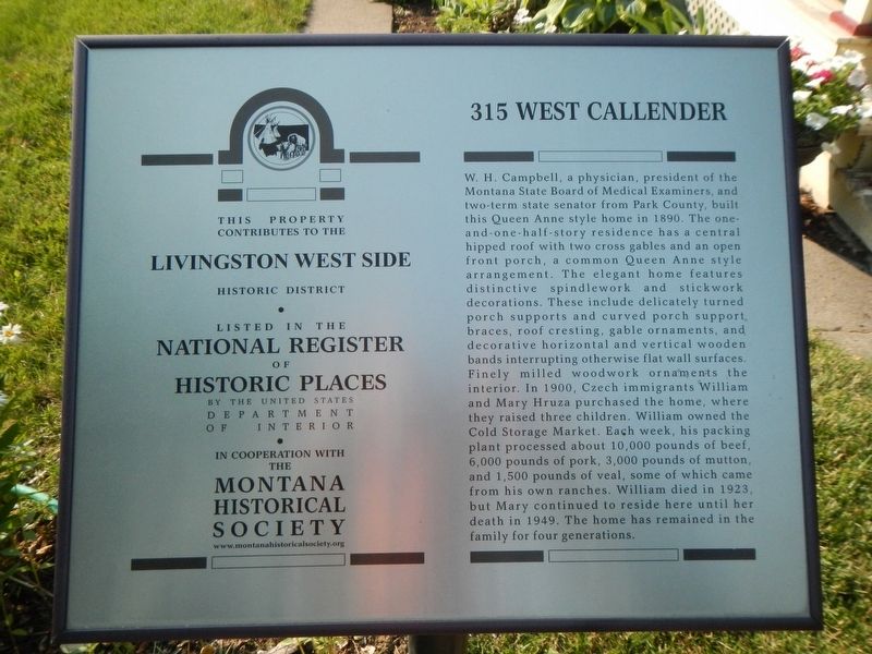 315 West Callender Marker image. Click for full size.