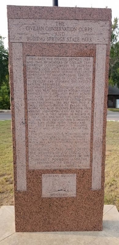 The Civilian Conservation Corps and Boiling Springs State Park Marker image. Click for full size.