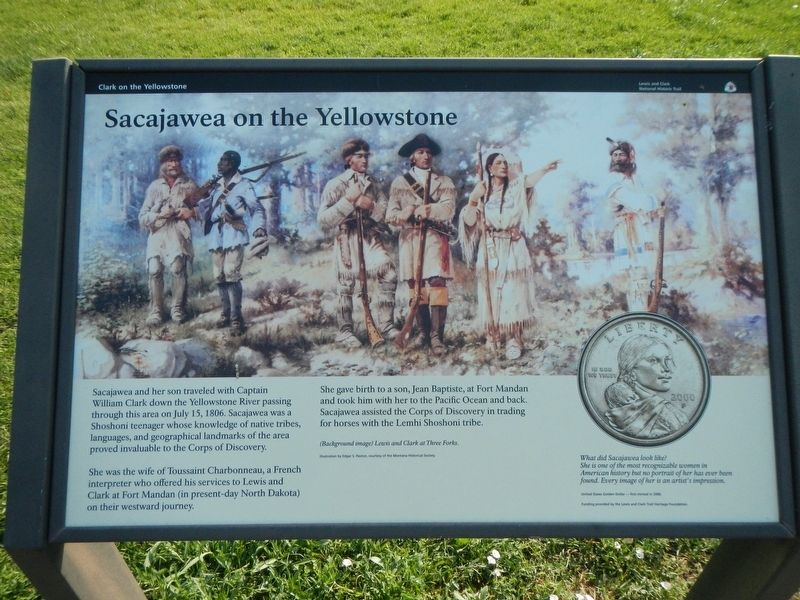 Sacajawea on the Yellowstone Marker image. Click for full size.
