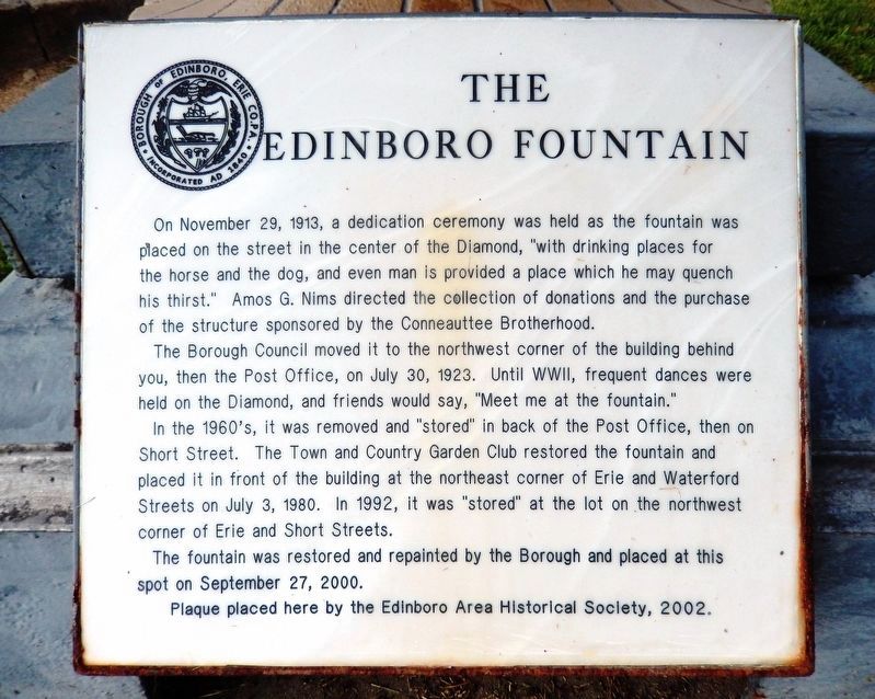 The Edinboro Fountain Marker image. Click for full size.