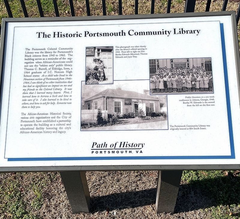 The Historic Portsmouth Community Library Marker image. Click for full size.