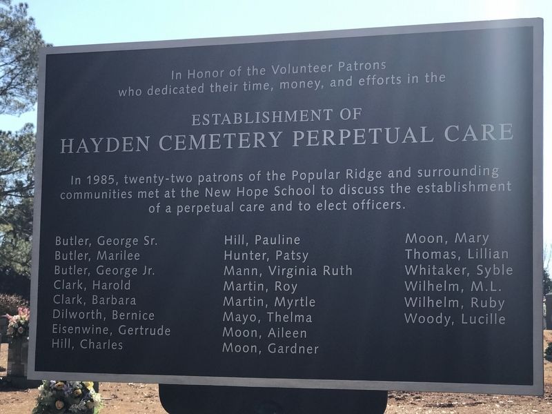 Hayden Cemetery Secondary Marker image. Click for full size.