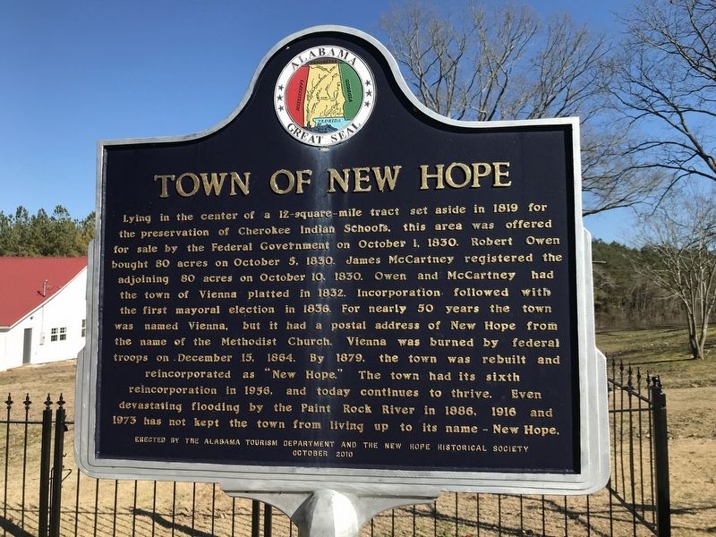 Town of New Hope Marker side image. Click for full size.