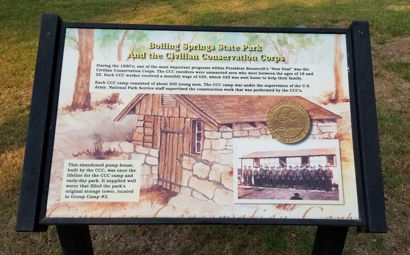 Boiling Springs State Park and the Civilian Conservation Corps Marker image. Click for full size.