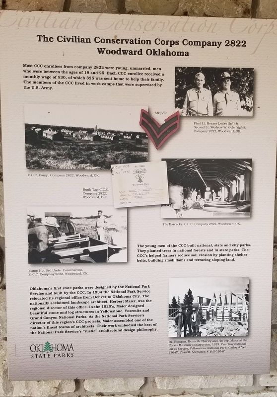 The Civilian Conservation Corps Company 2822 Woodward Oklahoma Marker image. Click for full size.