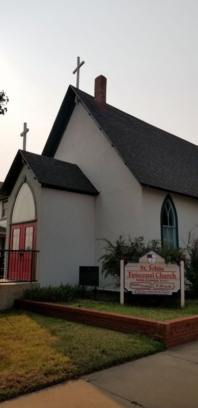 The Military Chapel Marker and St. John Episcopal Church image. Click for full size.