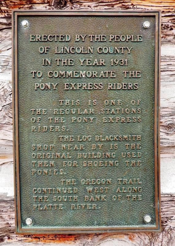 Pony Express Station<br>Lincoln County Marker, 1931 image. Click for full size.