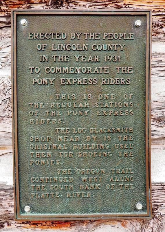 Pony Express Station<br>Lincoln County Marker, 1931. Click for full size. Pony Express Station<br>Lincoln County Marker, 1931 image. Click for full size.
