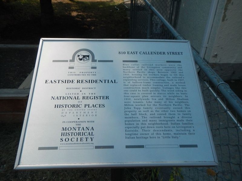 810 East Callender Street Marker image. Click for full size.