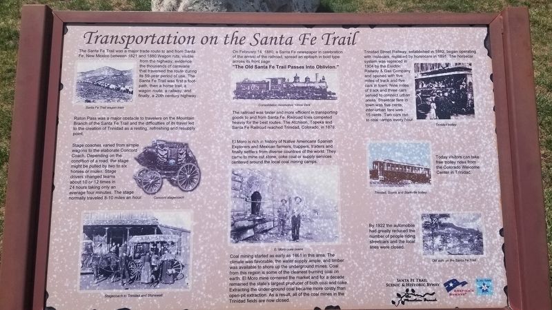 Transportation on the Santa Fe Trail Marker image. Click for full size.