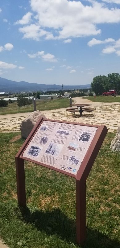 The Transportation on the Santa Fe Trail Marker in the picnic area. Click for full size. The Transportation on the Santa Fe Trail Marker in the picnic area image. Click for full size.