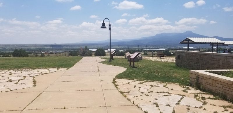 The Transportation on the Santa Fe Trail Marker is the first marker from the left of the two markers. Click for full size. The Transportation on the Santa Fe Trail Marker is the first marker from the left of the two markers image. Click for full size.