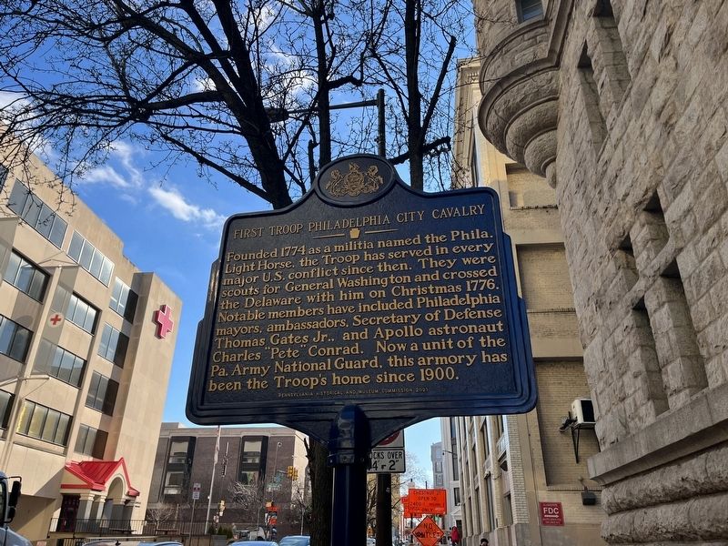 First Troop Philadelphia City Cavalry Marker. Click for full size. First Troop Philadelphia City Cavalry Marker image. Click for full size.