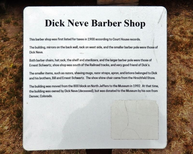 Dick Neve Barber Shop Marker. Click for full size. Dick Neve Barber Shop Marker image. Click for full size.