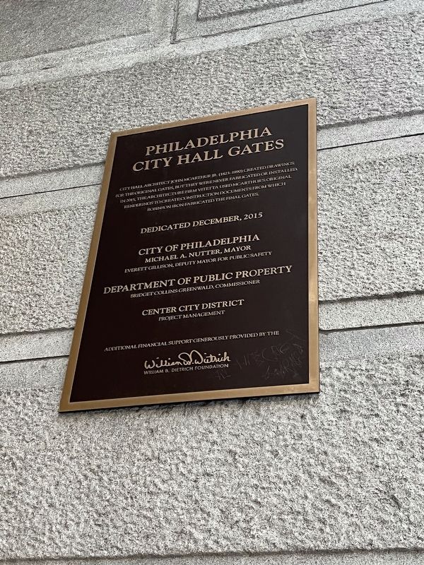 Philadelphia City Hall Gates Marker image. Click for full size.