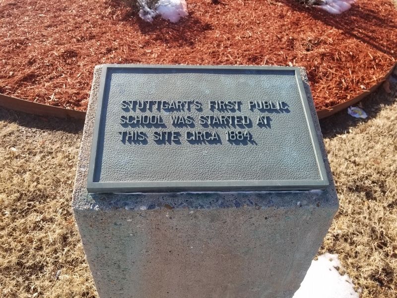 Stuttgart's First Public School Marker. Click for full size. Stuttgart's First Public School Marker image. Click for full size.