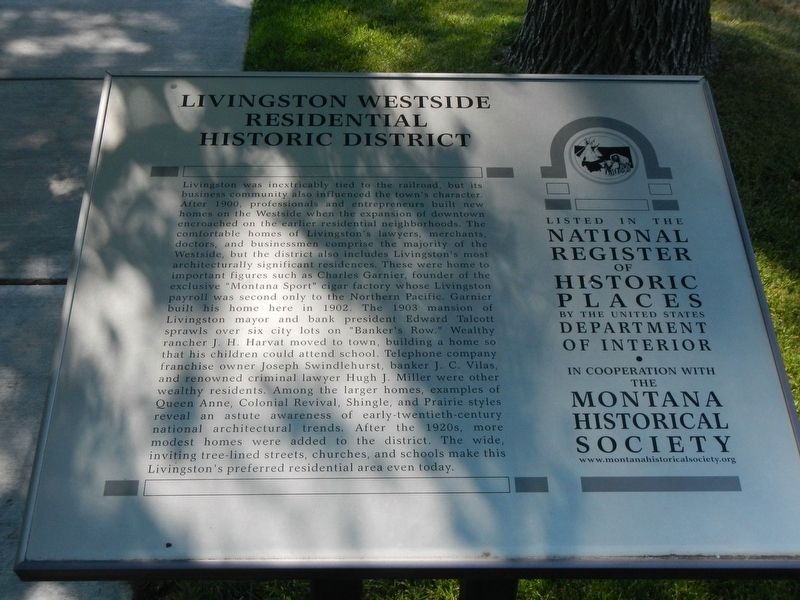 Livingston Westside Residential Historic District Marker. Click for full size. Livingston Westside Residential Historic District Marker image. Click for full size.