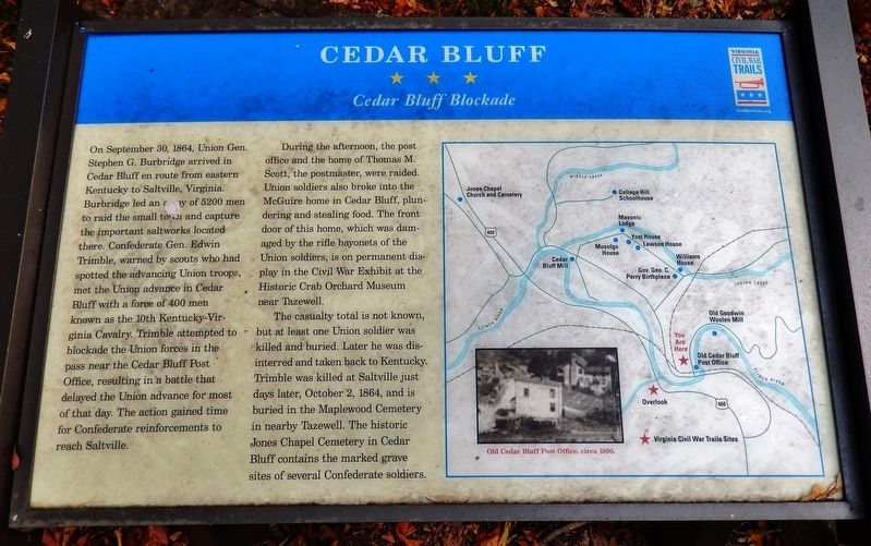 Cedar Bluff Marker image. Click for full size.