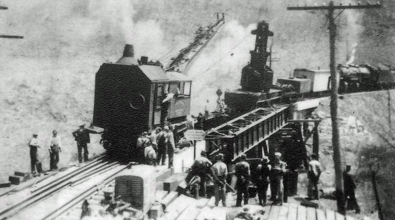 Marker detail: Norfolk and Western Railroad Trestle Construction. Click for full size. Marker detail: Norfolk and Western Railroad Trestle Construction image. Click for full size.