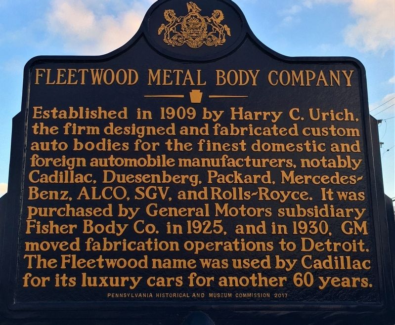 Fleetwood Metal Body Company Marker image. Click for full size.