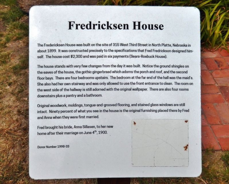 Fredricksen House Marker image. Click for full size.