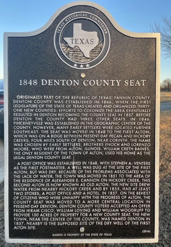 1848 Denton County Seat Marker image. Click for full size.