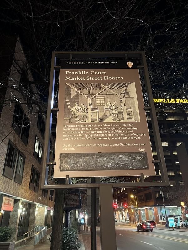 Franklin Court Market Street Houses side of the marker image. Click for full size.