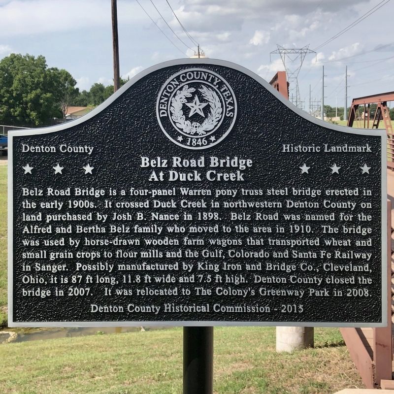 Belz Road Bridge at Duck Creek Marker image. Click for full size.