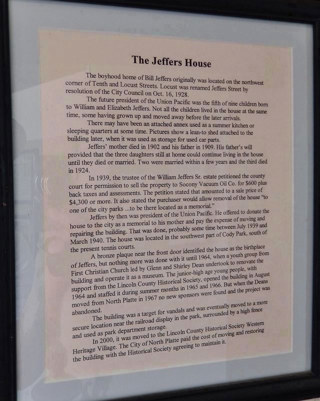 The Jeffers House (<i>exhibit inside house</i>) image. Click for full size.