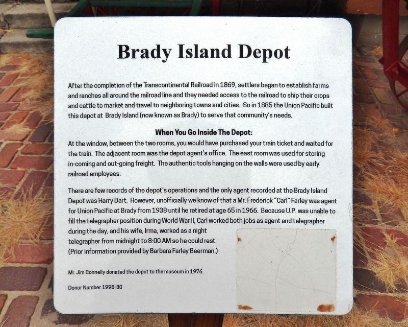 Brady Island Depot Marker image. Click for full size.