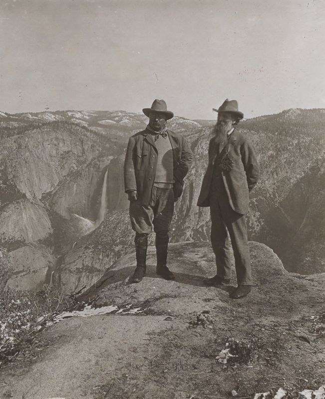 <i>Theodore Roosevelt and John Muir on Glacier Point, Yosemite Valley, California, in 1903</i>. Click for full size. <i>Theodore Roosevelt and John Muir on Glacier Point, Yosemite Valley, California, in 1903</i> image. Click for full size.
