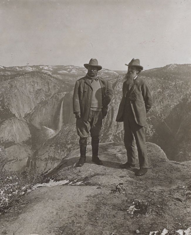 <i>Theodore Roosevelt and John Muir on Glacier Point, Yosemite Valley, California, in 1903</i> image. Click for full size.