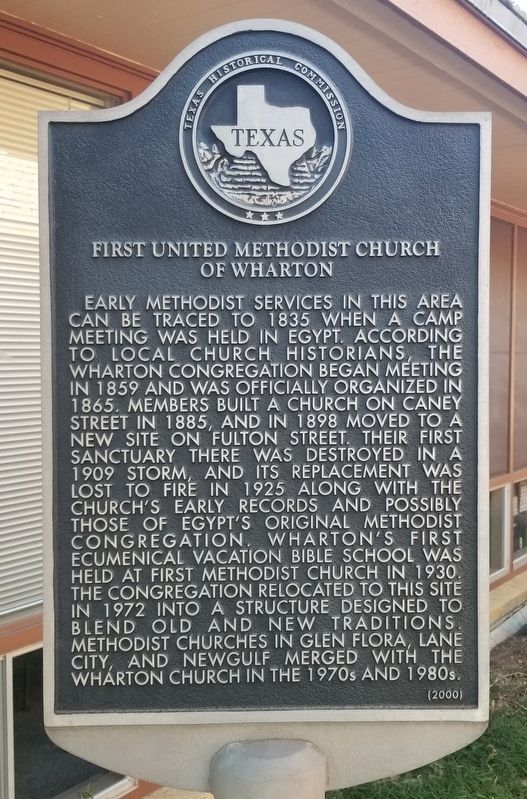 First United Methodist Church of Wharton Marker image. Click for full size.