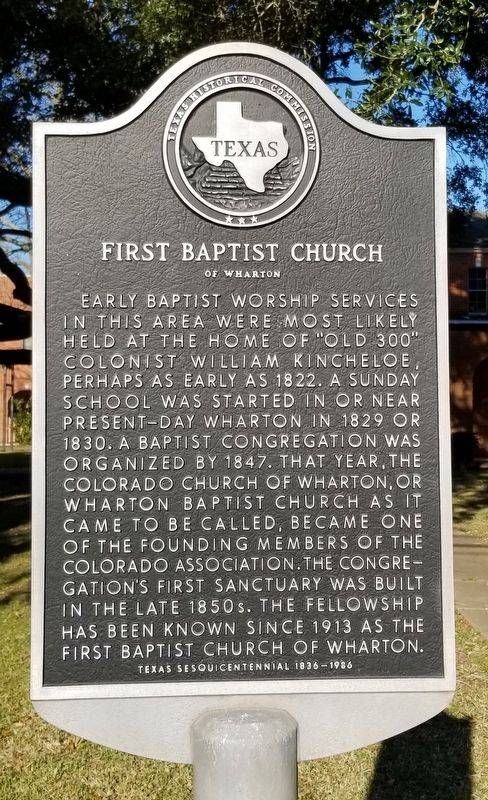 First Baptist Church Marker image. Click for full size.