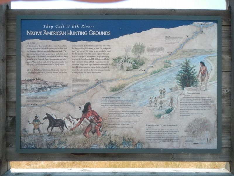 Captain Clark and the Corps of Discovery on the Yellowstone Marker; They Call it Elk River: panel image. Click for full size.